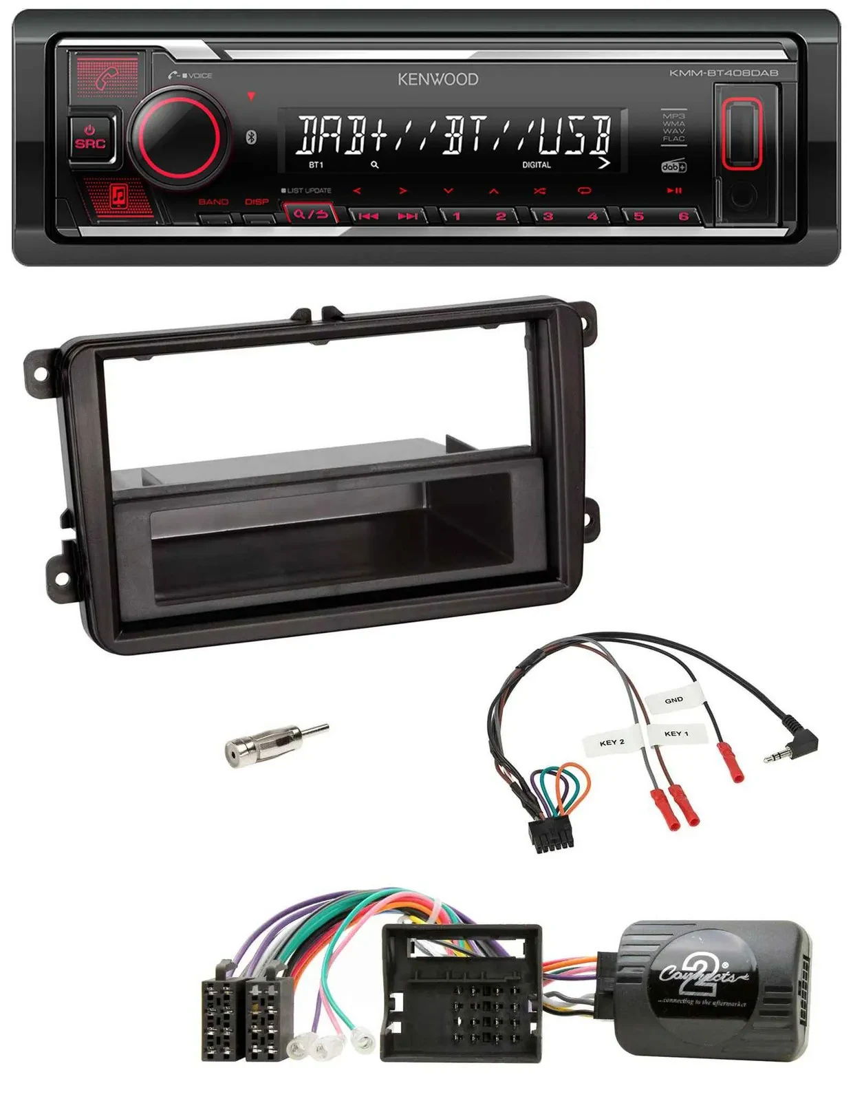 Автомагнитола для Skoda Fabia (5J) 2007–2014 Kenwood Bluetooth USB DAB