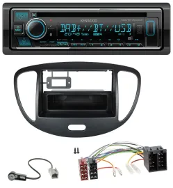 Kenwood MP3 Bluetooth DAB USB CD Autoradio für Hyundai i10 (2008-2013) schwarz
