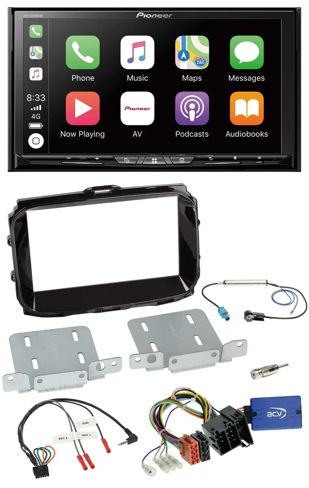 Автомагнитола Pioneer 2DIN USB DAB DVD Bluetooth для Alfa Romeo Giulietta (2013, ISO) с поддержкой управления на руле