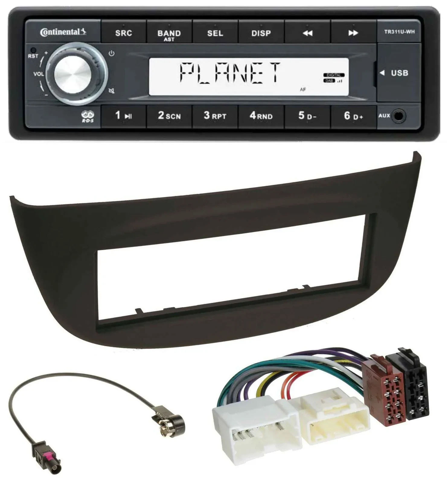 Continental USB MP3 AUX 1DIN Autoradio für Renault Twingo ab 2012 schwarz