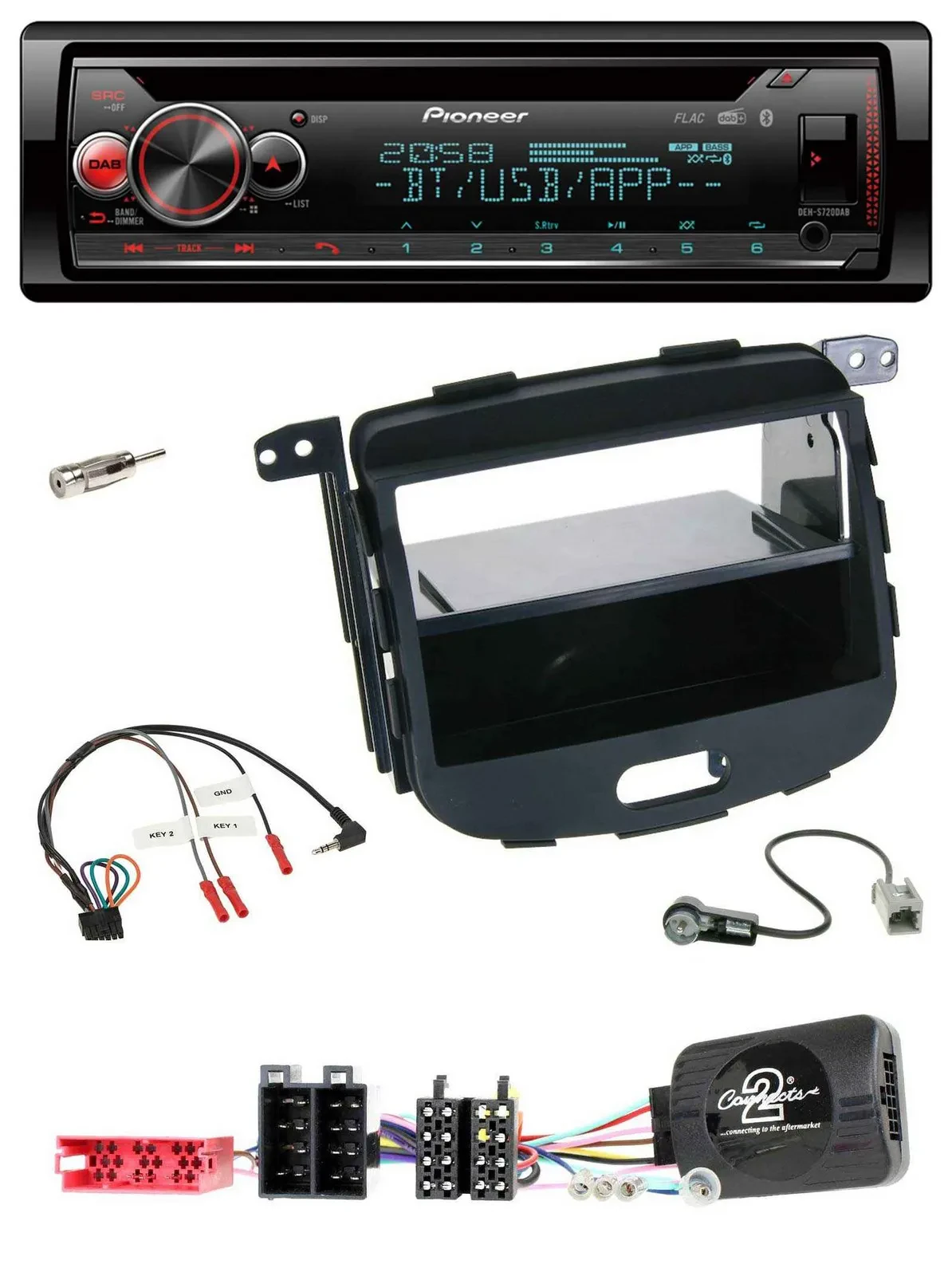 Автомагнитола Pioneer DAB, CD, Bluetooth, USB для Hyundai i10 (2009–2013), черный, поддержка управления на руле
