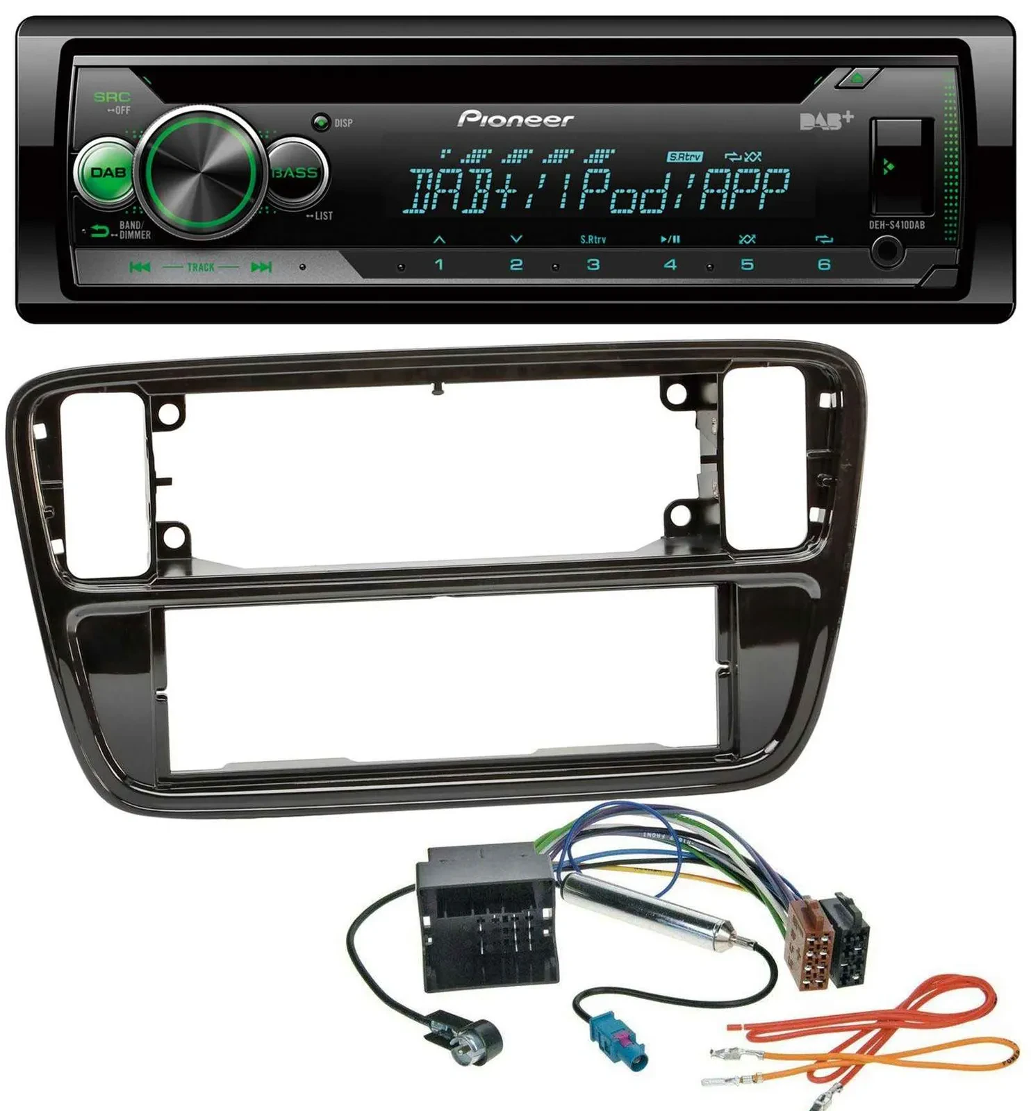 Pioneer USB MP3 DAB AUX CD Autoradio für VW Up AA AAN 2011-2016 piano black