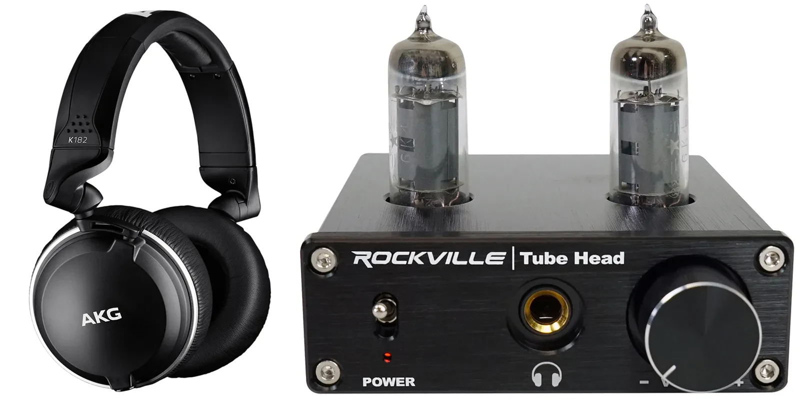 AKG K182 Closed-Back Recording Studio Monitor Headphones + Tube Headphone Amp