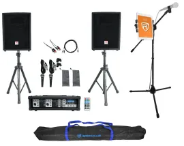 Rockville Dual 10" Karaoke Machine System w/Mixer+Mic Stand w/Tablet Mount+Bag