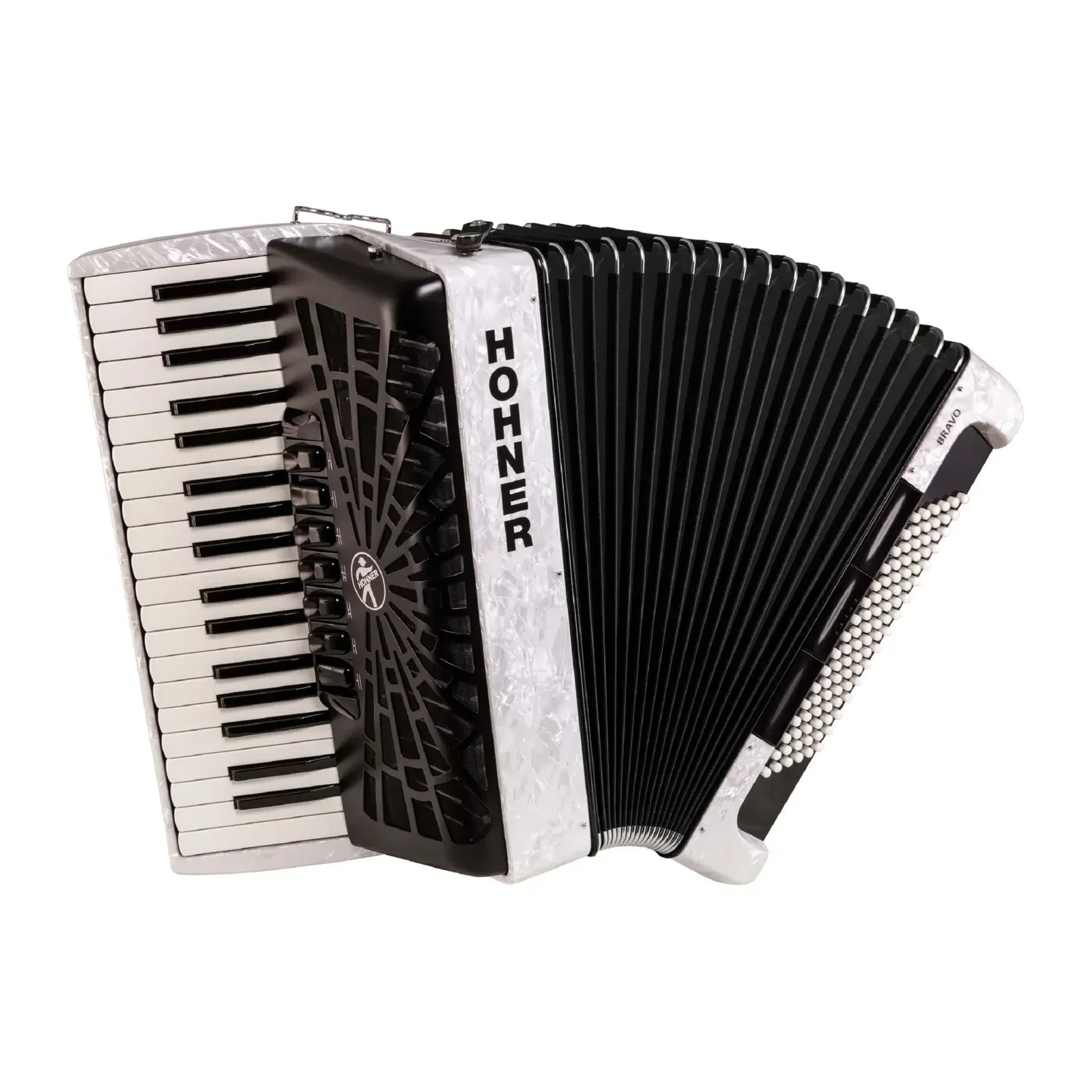 Б/У Аккордеон Hohner Accordions Bravo III 96 хроматический, фортепианная клавиатура, 96 басов, цвет: перламутровый белый