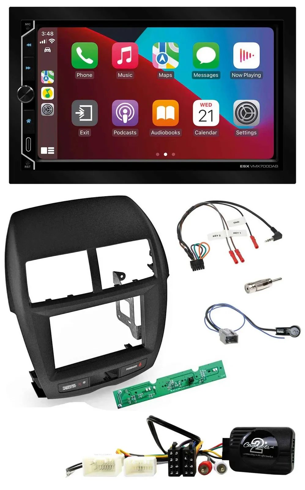 ESX 2DIN DAB USB Lenkrad Bluetooth Autoradio für Mitsubishi ASX 2010-2014