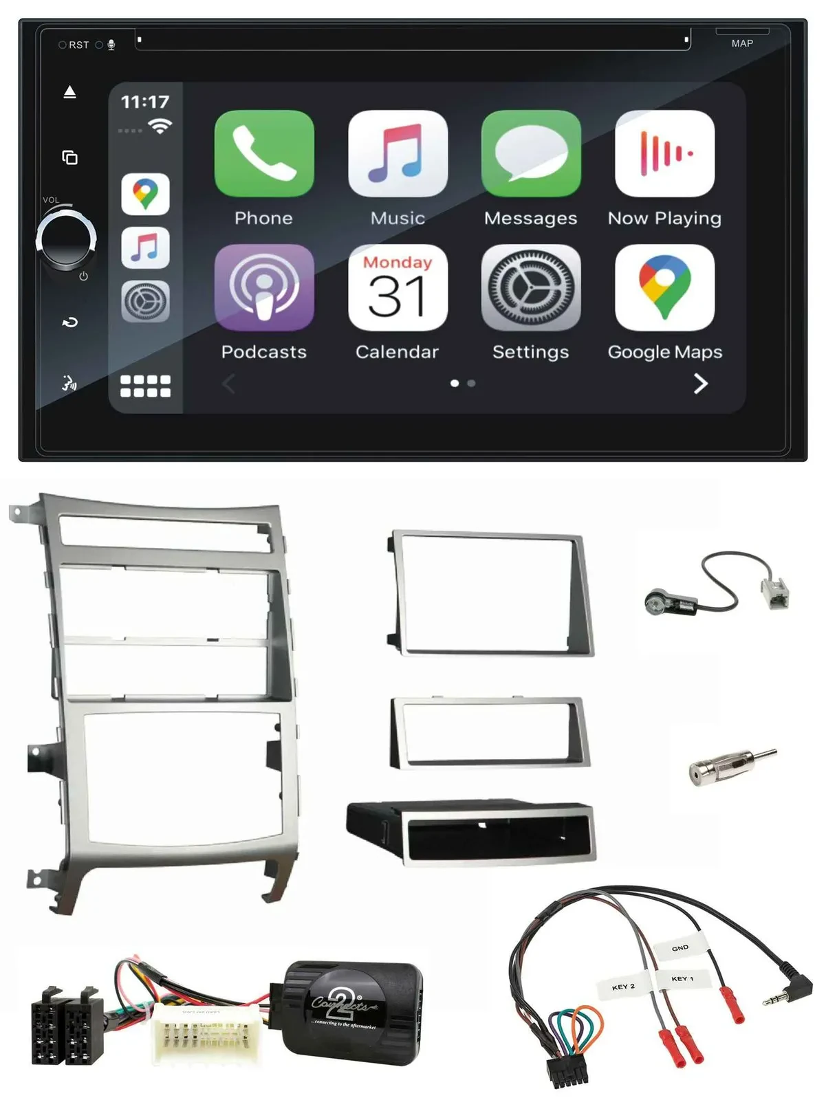 Автомагнитола для Hyundai IX55 Blaupunkt 2 DIN, DAB, USB, Bluetooth, навигация TMC, поддержка кнопок на руле (2009–2020)