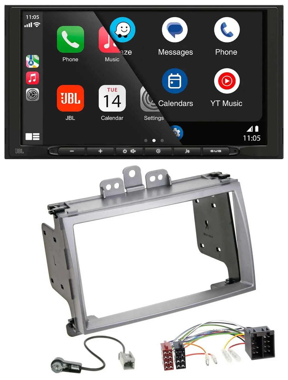 JBL USB 2DIN MP3 Bluetooth AUX Autoradio für Hyundai i20 2009-2012 silber