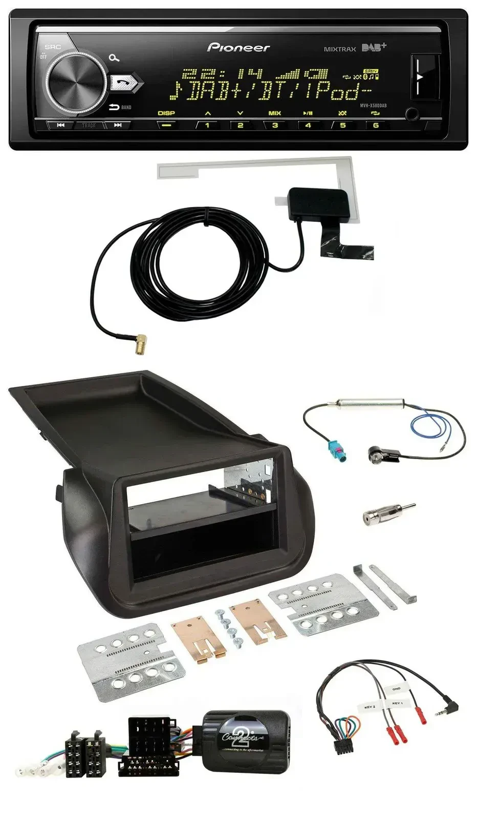 Pioneer Bluetooth DAB USB Lenkrad Autoradio für Citroen Nemo Peugeot Bipper ab 2