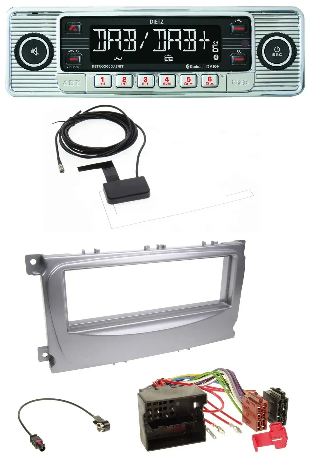 Автомагнитола для Ford S-Max/Mondeo (2007–2014) Dietz Bluetooth USB MP3 DAB серебристая