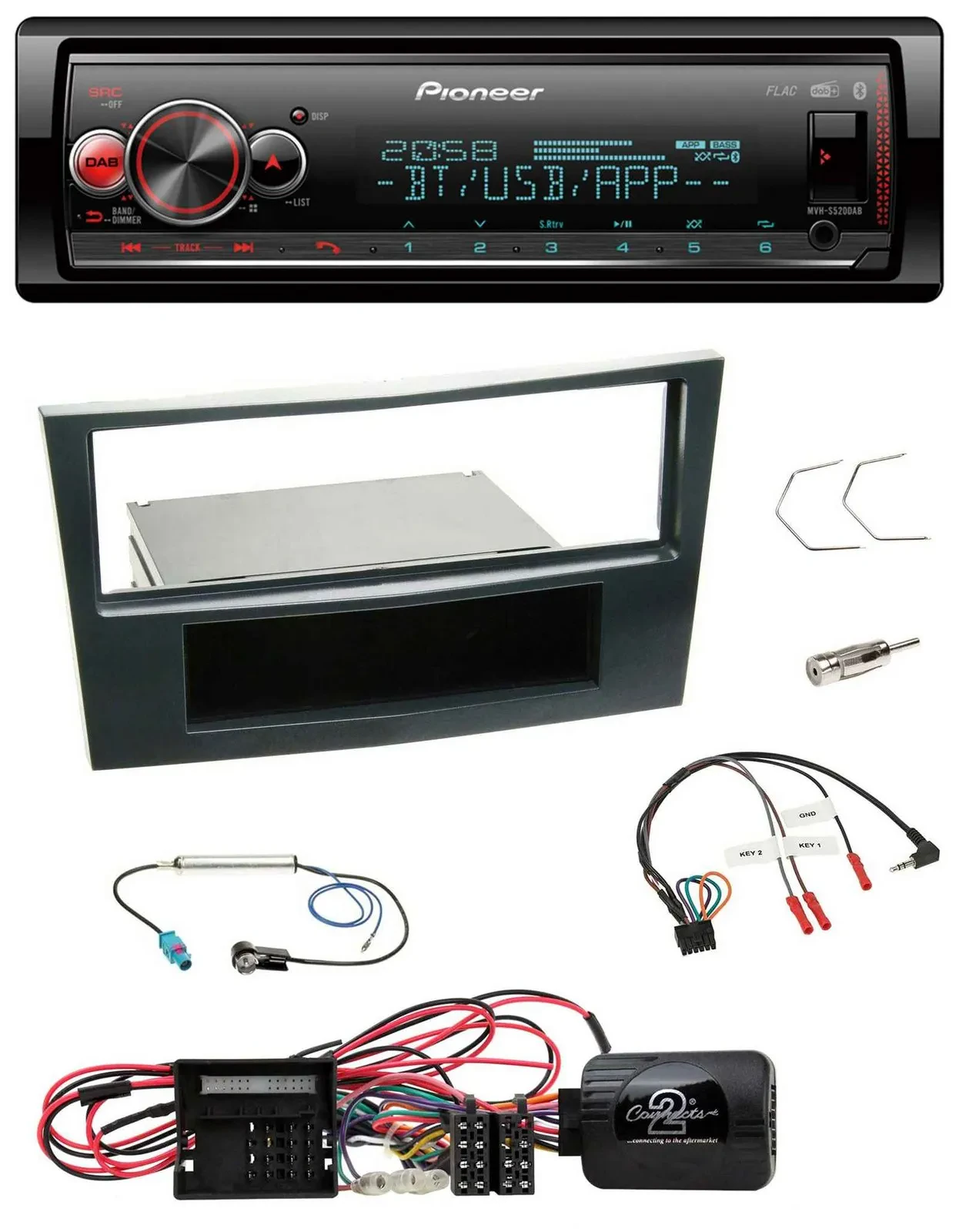 Pioneer Bluetooth USB Lenkrad DAB Autoradio für Opel Corsa D Schwarz 09-14