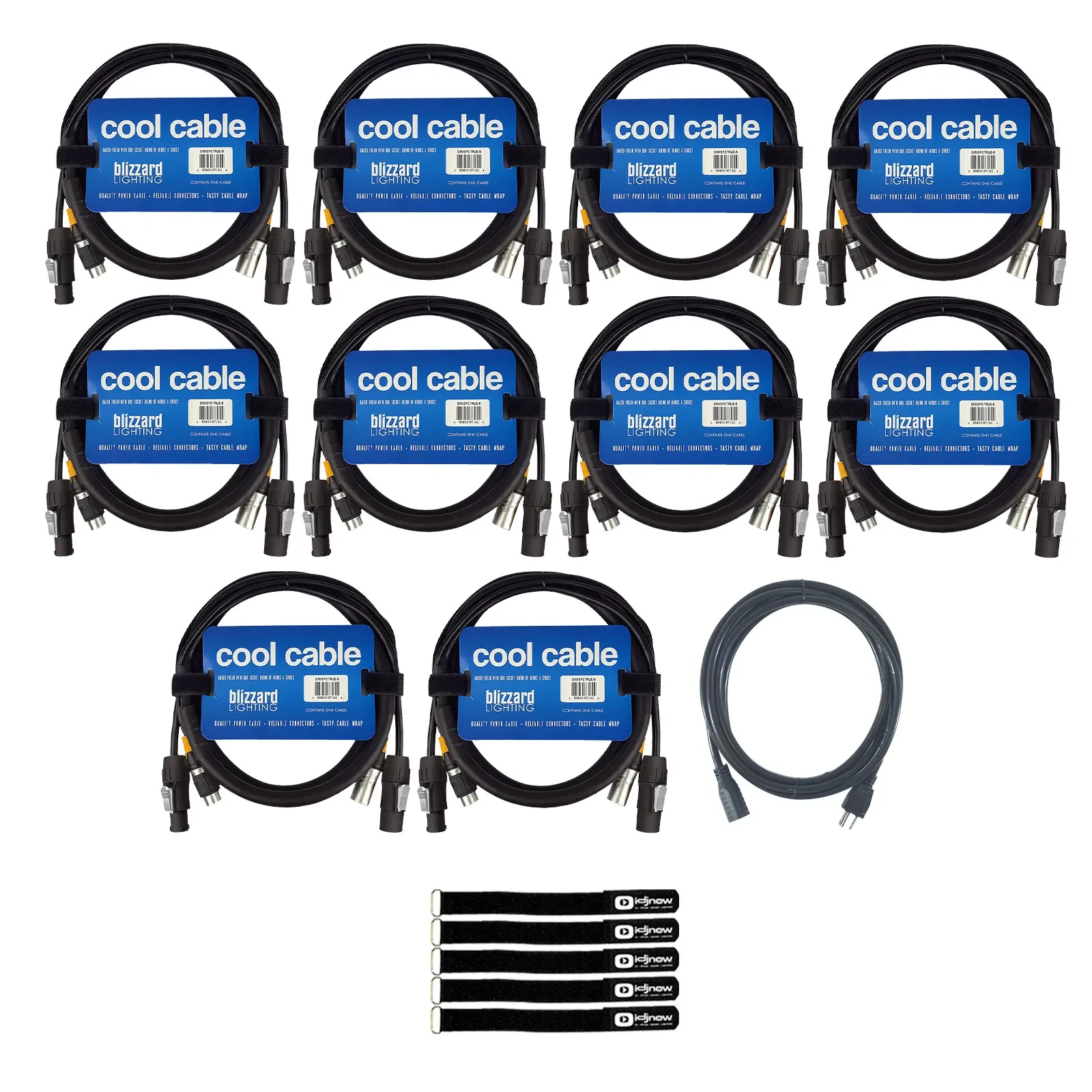 DMX-кабель Blizzard DMX5PCT-6 Black 1.8 м с аксессуарами (10 штук)