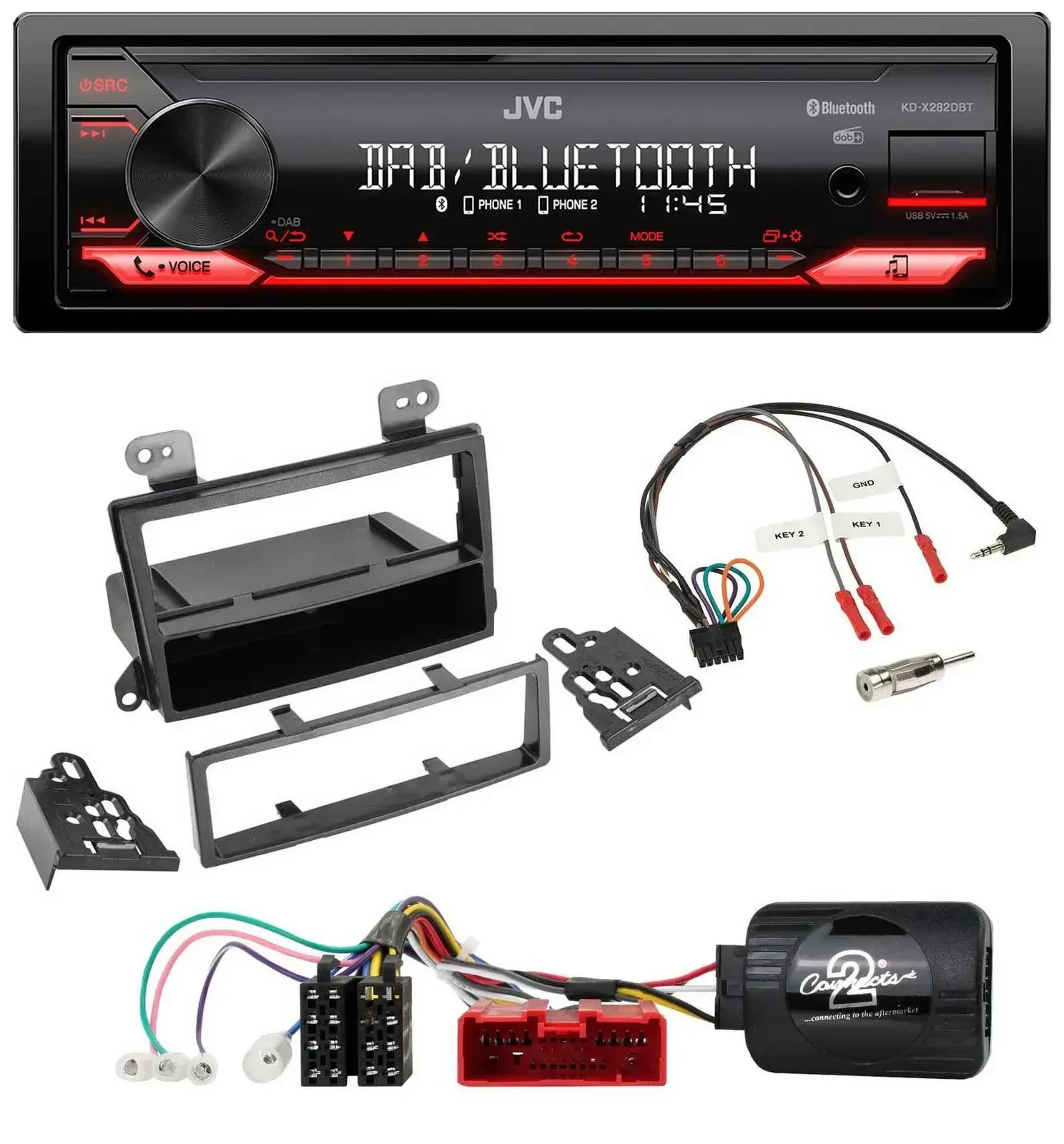 Автомагнитола JVC Bluetooth, USB, DAB, совместима с Mazda MPV (2000–2006), поддержка управления с руля