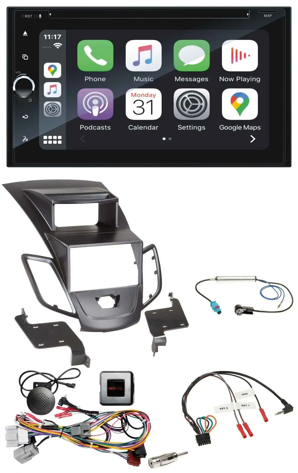 Автомагнитола для Ford Fiesta Blaupunkt 2DIN, DAB, Bluetooth, USB, навигация, TMC (2010–2013)