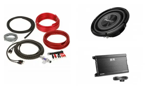 Pioneer TS-A2500LS1 10" Subwoofer+2-Channel Amp+8-Gauge Wiring Kit