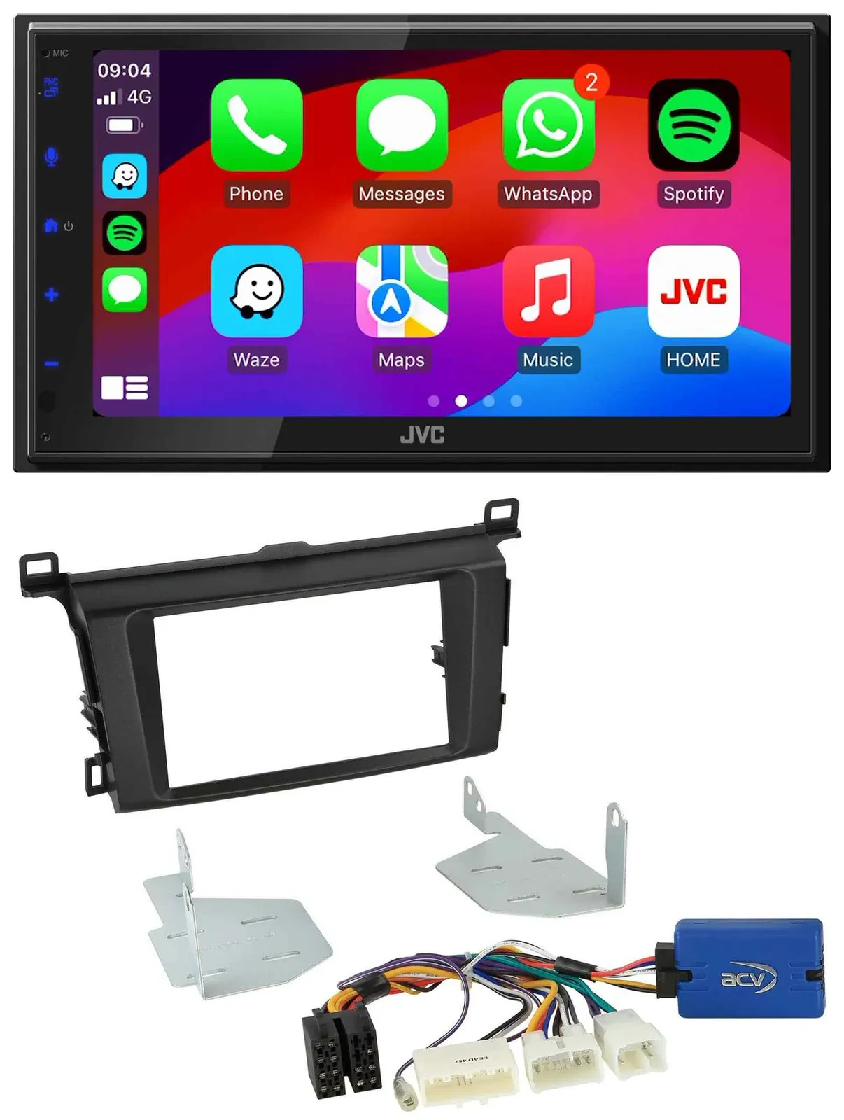 Автомагнитола JVC 2DIN, Bluetooth, MP3, DAB, USB для Toyota RAV4 (с 2013)