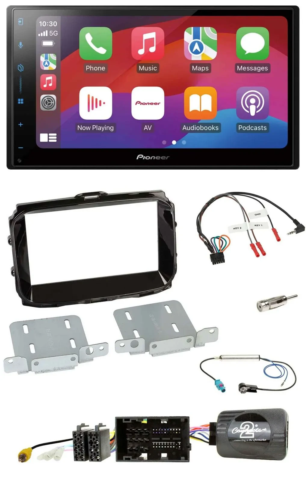 Автомагнитола для Alfa Romeo Giulietta (2014–2021) Pioneer 2-DIN, DAB, USB, Bluetooth, поддержка кнопок на руле
