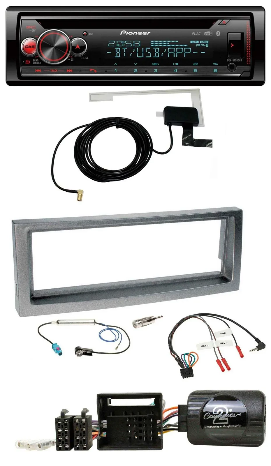 Автомагнитола Pioneer DAB CD USB Bluetooth для Citroën C5 (с 2005), серый металлик, с поддержкой управления на руле