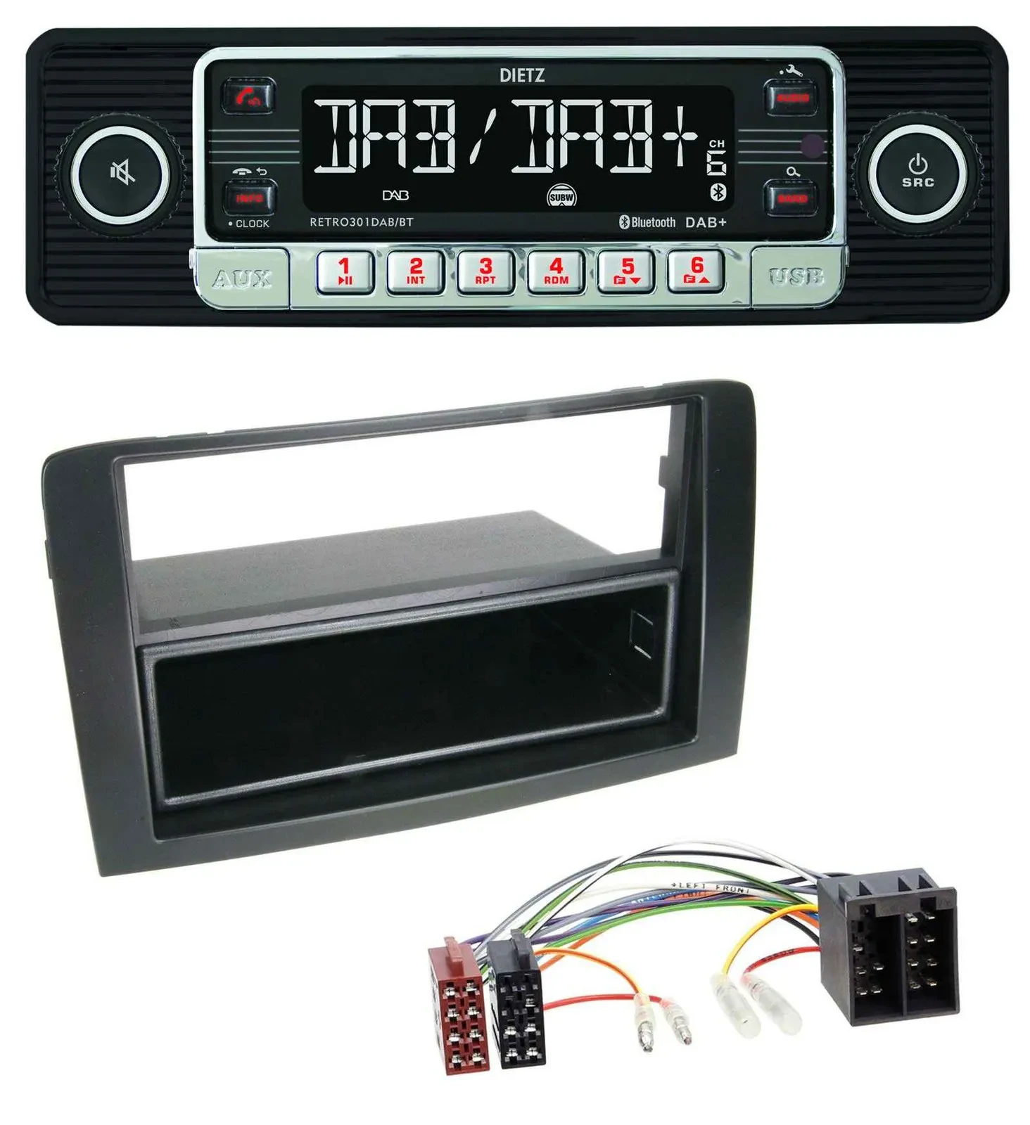 Dietz USB DAB MP3 Bluetooth Autoradio für Fiat Idea (350 03-11) schwarz