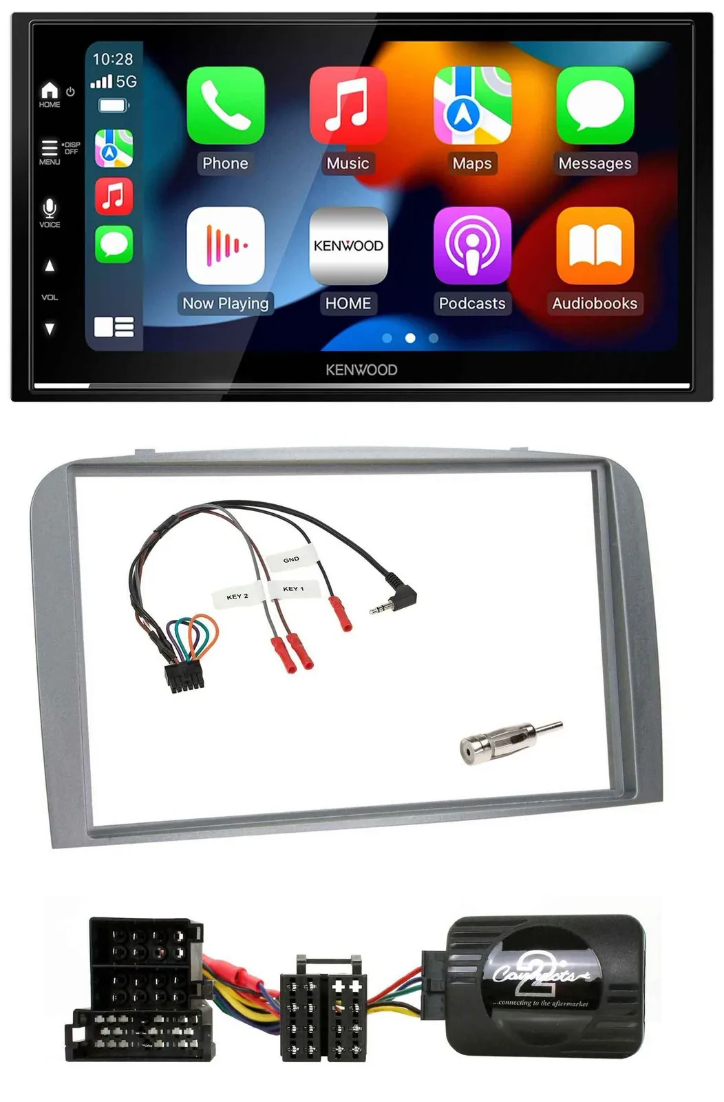 Kenwood DAB USB Bluetooth 2DIN Lenkrad Autoradio für Alfa Romeo 147 GT 04-10 sil