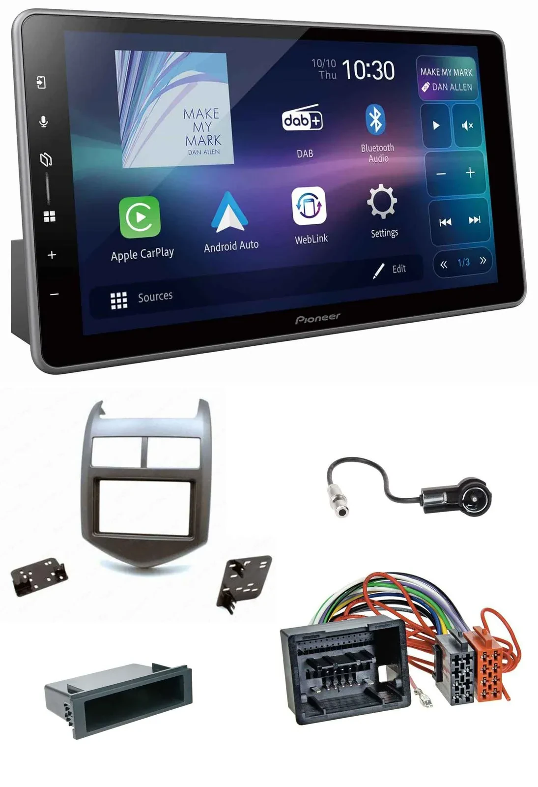 Pioneer Bluetooth USB DAB MP3 Autoradio für Chevrolet Aveo Sonic ab 2011 dunkelg