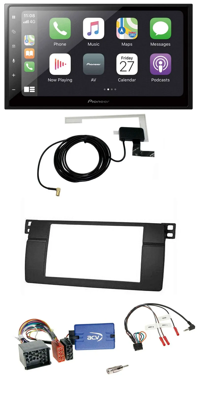 Pioneer USB Lenkrad 2DIN Bluetooth DAB Autoradio für BMW 3er E46 00-06 Profi