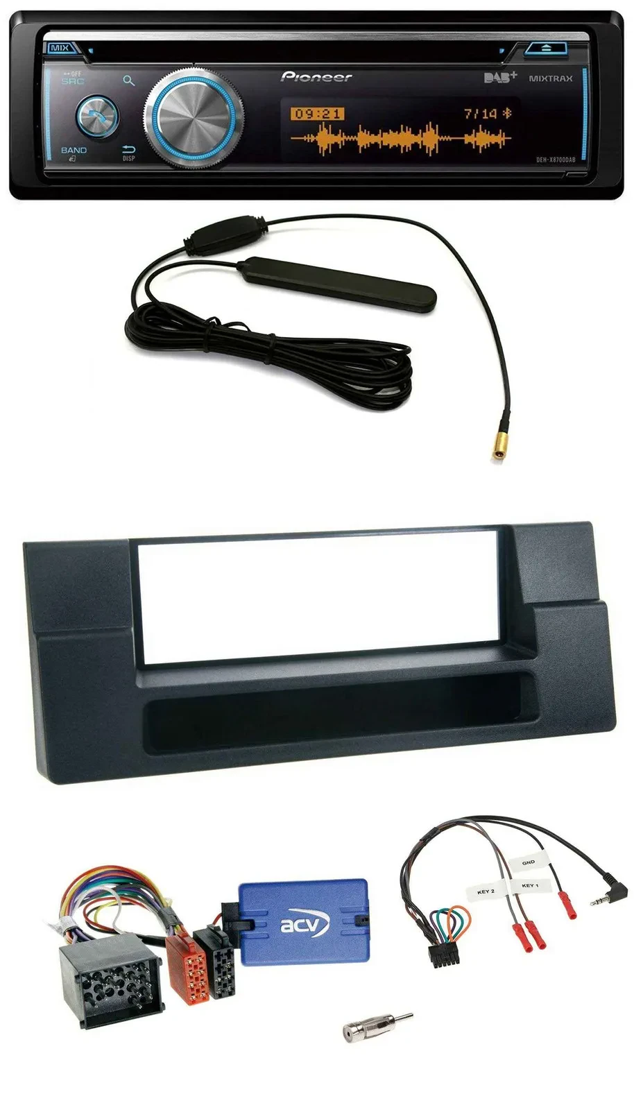 Автомагнитола для BMW 5 Series Pioneer CD, USB, Bluetooth, DAB с поддержкой управления на руле