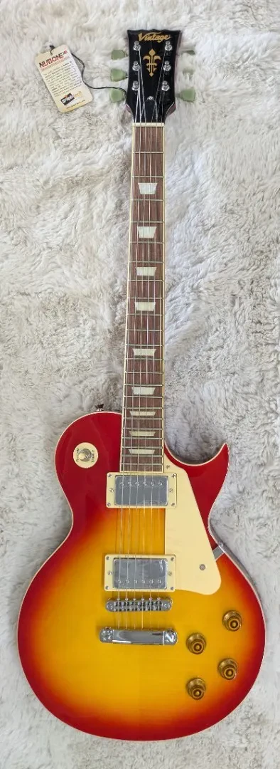 Vintage V100CS Reissued Single Cutaway Electric Guitar Cherry Sunburst - B-Stock