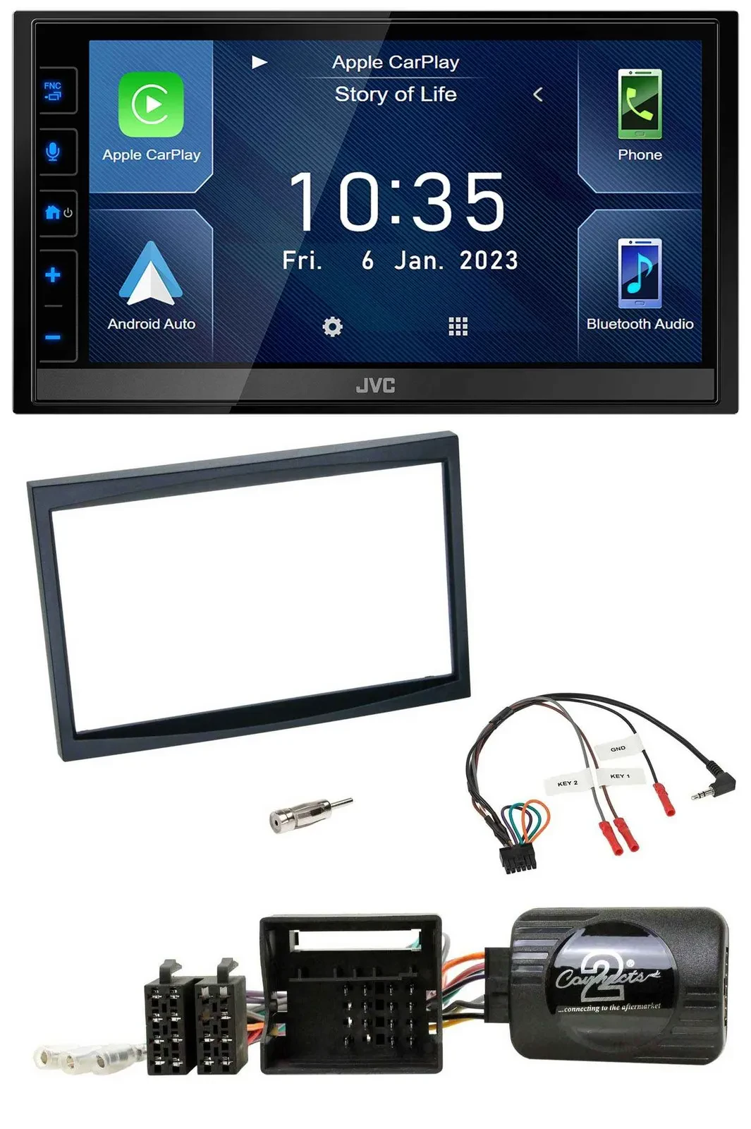 JVC DAB Bluetooth Lenkrad USB 2DIN Autoradio für Citroen C2 C3 Berlingo Jumpy Fi