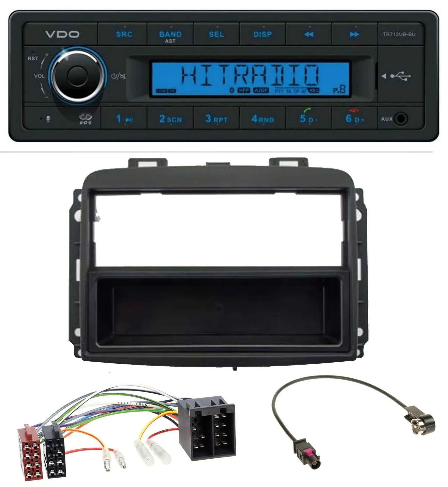Автомагнитола для Fiat 500L VDO Bluetooth, USB, AUX, MP3 (с ISO, с 2012 г.)
