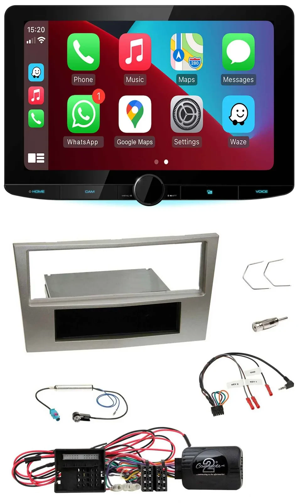 Kenwood Lenkrad USB DAB Bluetooth Autoradio für Opel Corsa D satin-stone 09-14