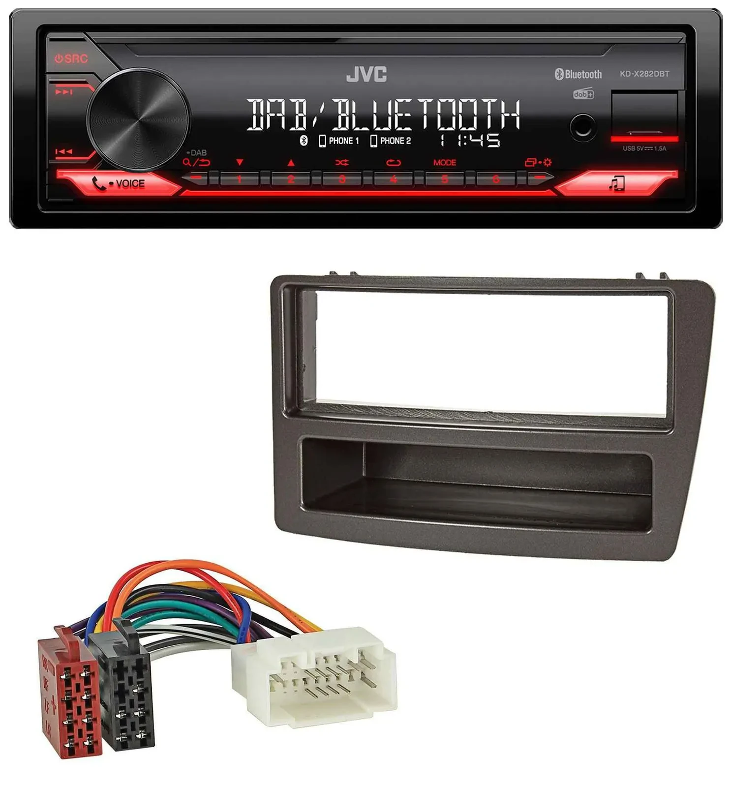 Автомагнитола для Honda Civic 2004–2006 (с автоматическим климат-контролем) JVC Bluetooth, USB, DAB, MP3, черная