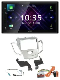 JVC DAB 2DIN MP3 Bluetooth USB Autoradio für Ford Fiesta 08-10 silber