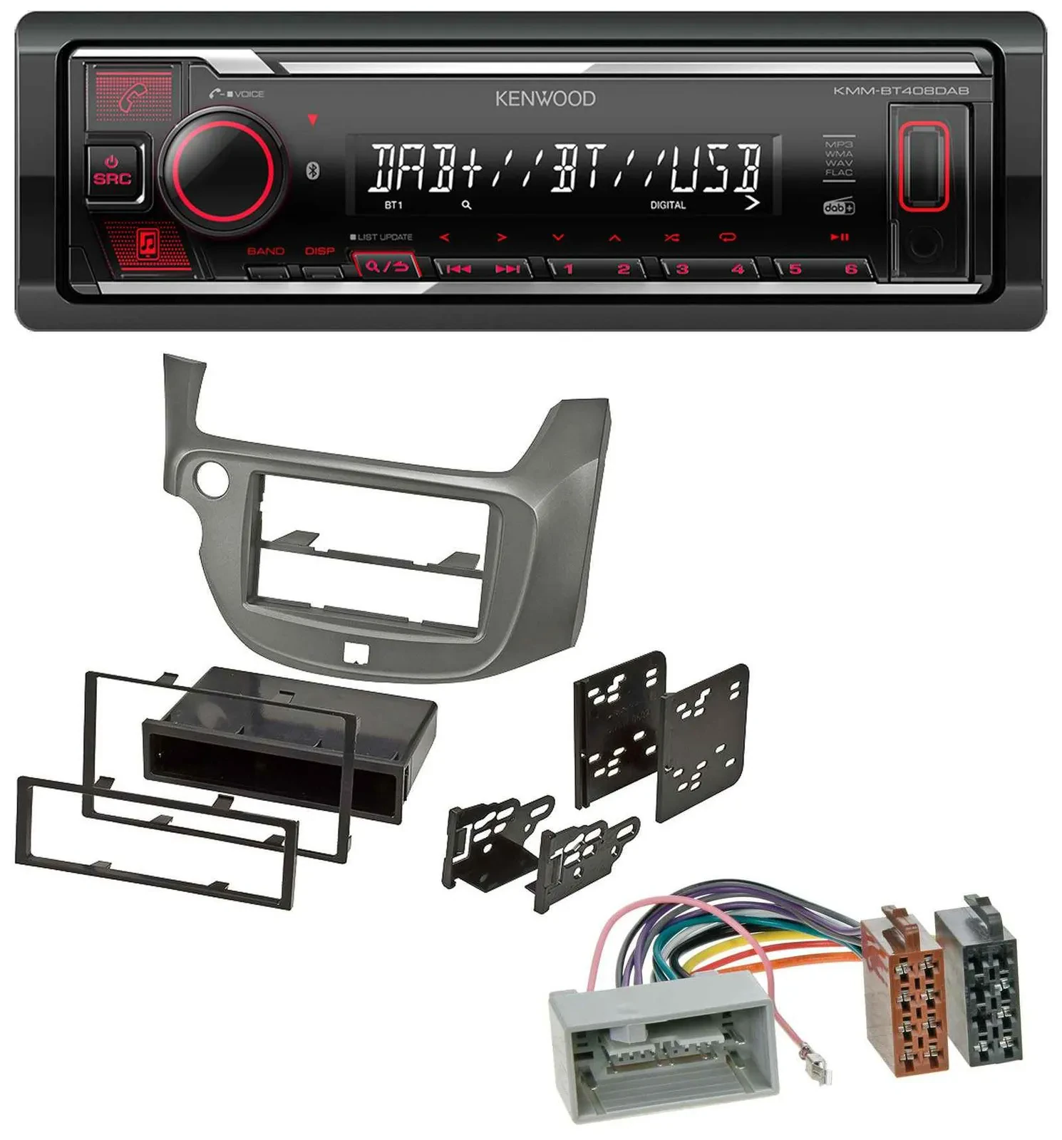 Kenwood MP3 Bluetooth USB DAB Autoradio für Honda Jazz (ab 2009) - silber