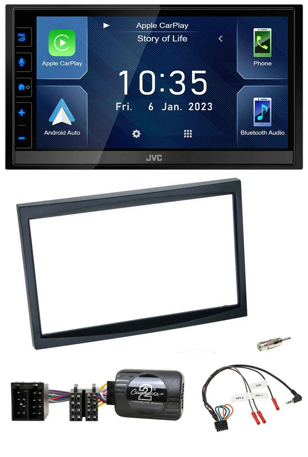 JVC DAB Bluetooth Lenkrad USB 2DIN Autoradio für Citroen C3 C2 Berlingo schwarz