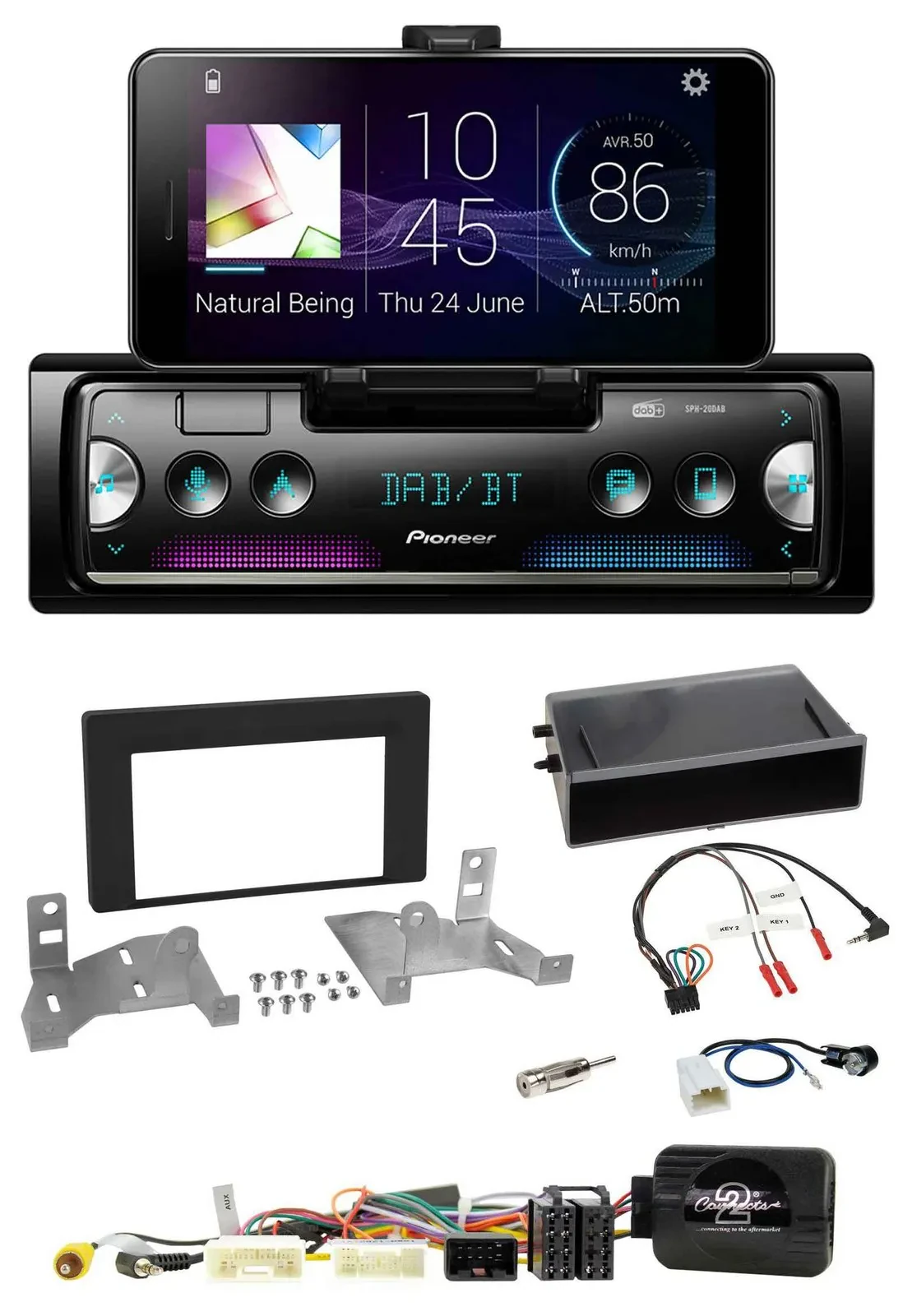 Pioneer USB Lenkrad Bluetooth DAB Autoradio für Toyota Aygo AB7 ab 2022 schwarz