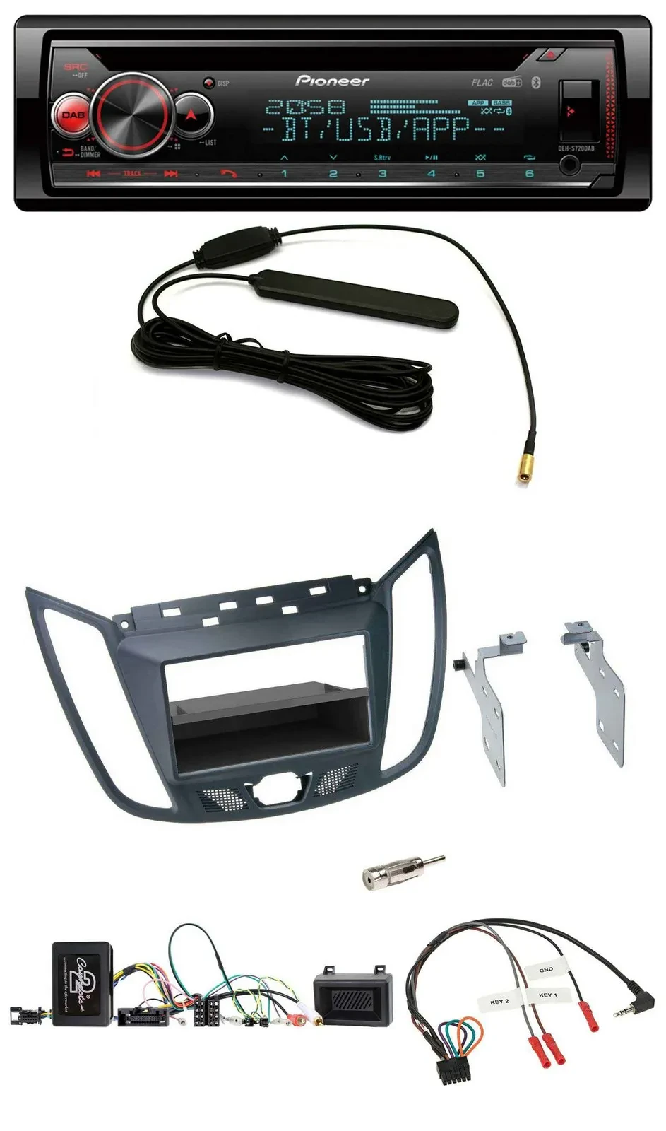 Автомагнитола Pioneer USB DAB Bluetooth CD для Ford C-Max/Kuga тёмно-серая