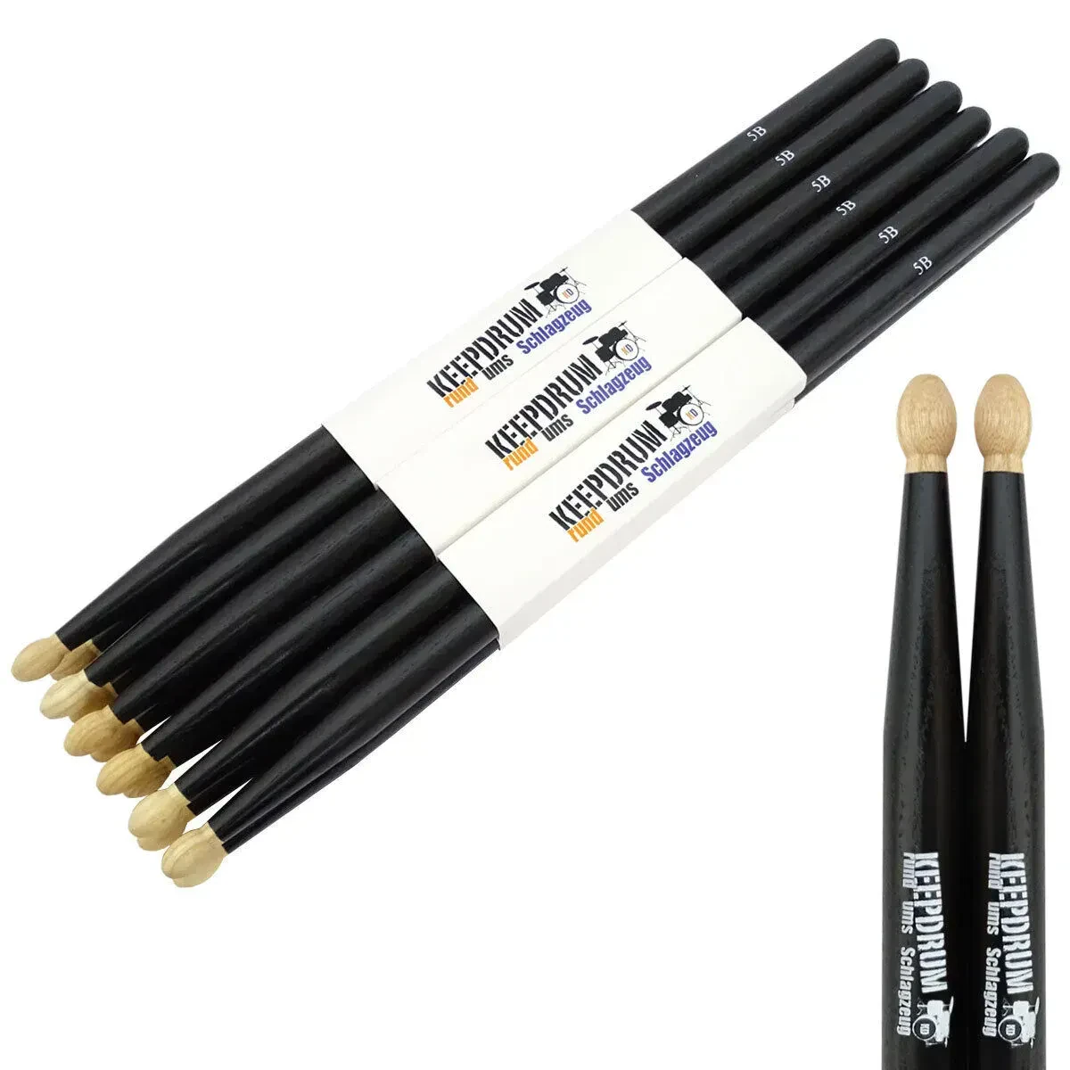 Барабанные палочки keepdrum 5B Black Hickory (6 пар)