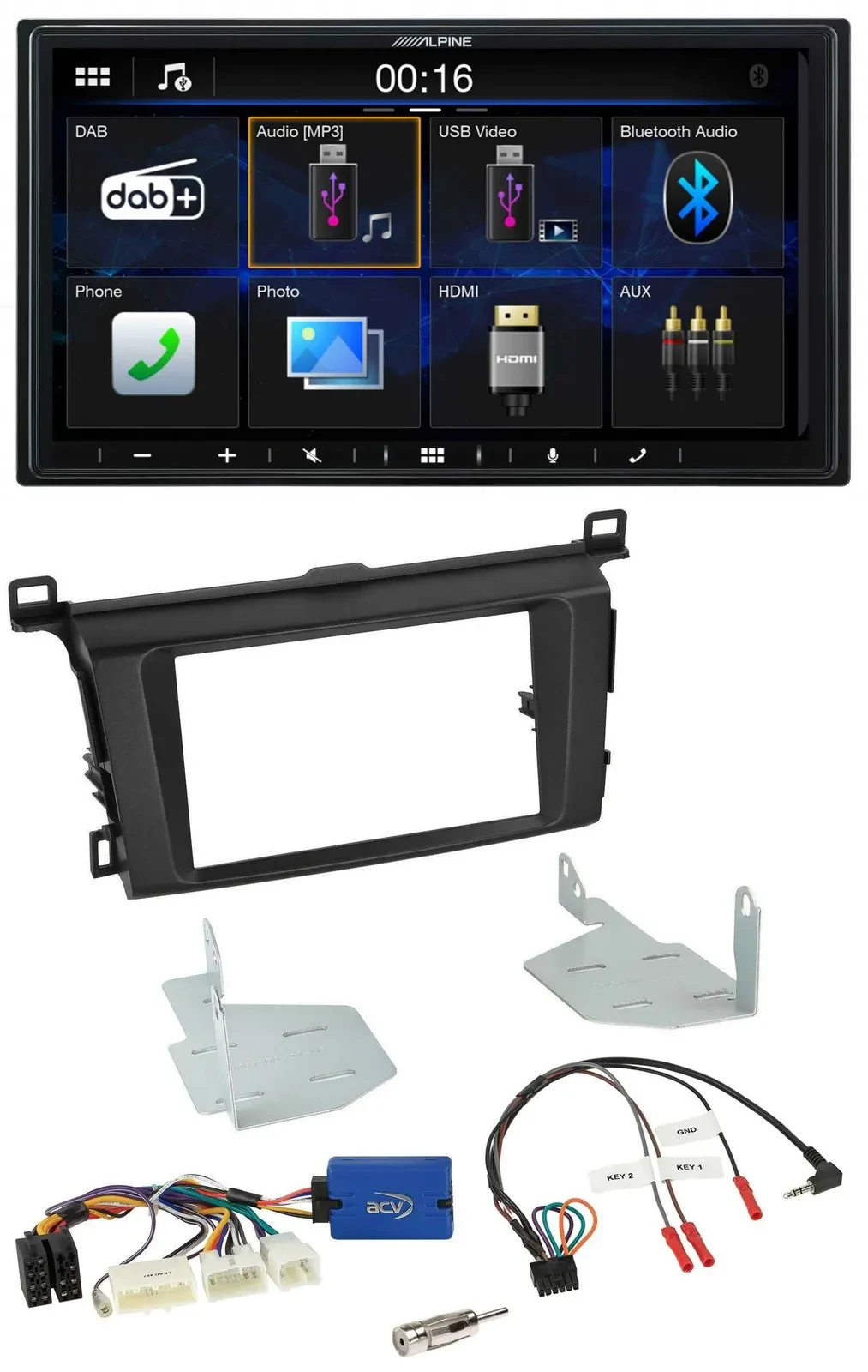 Alpine Bluetooth 2DIN Lenkrad DAB USB Autoradio für Toyota RAV 4 ab 2013