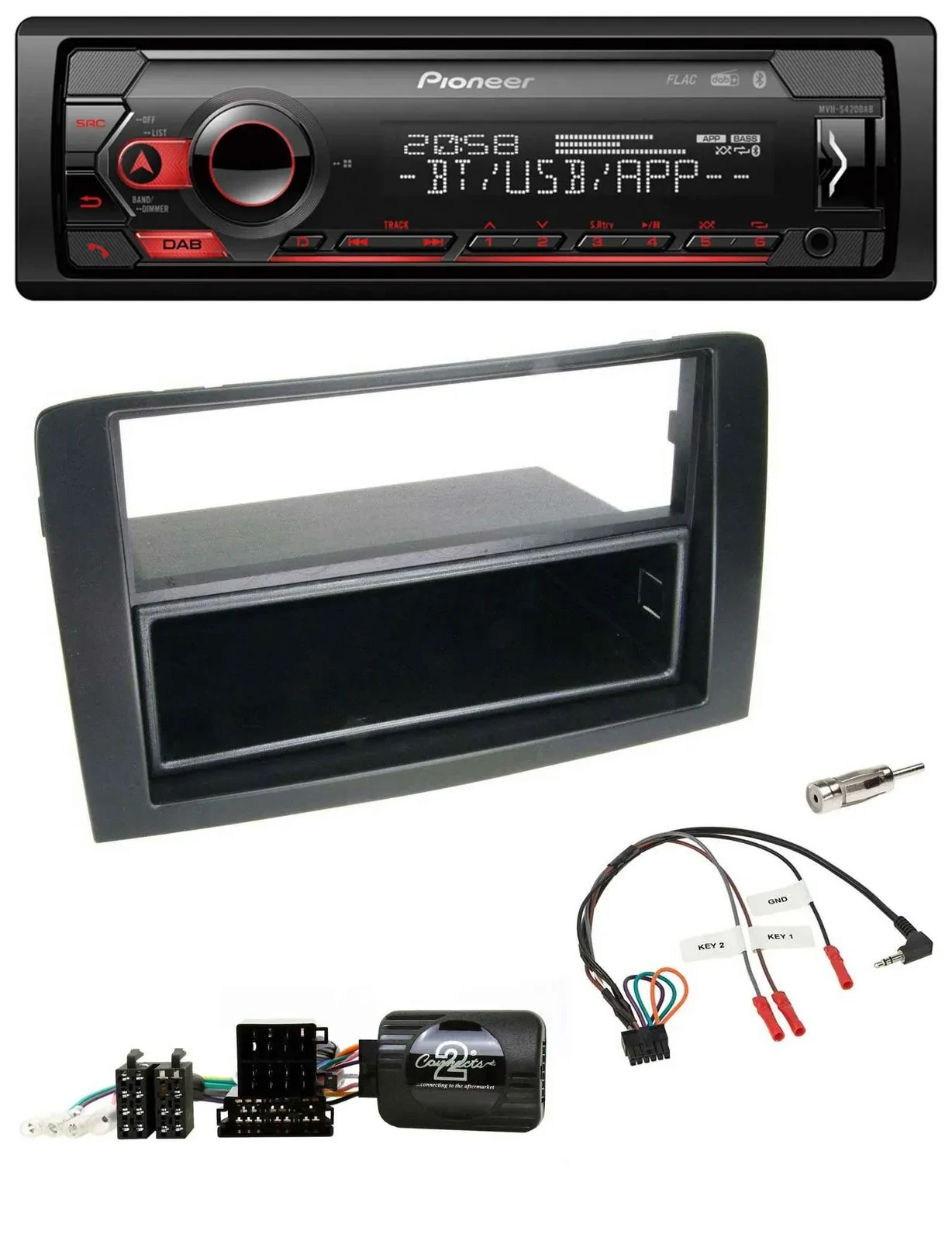 Автомагнитола Pioneer для Fiat Idea 2006–2012 USB DAB Bluetooth черный