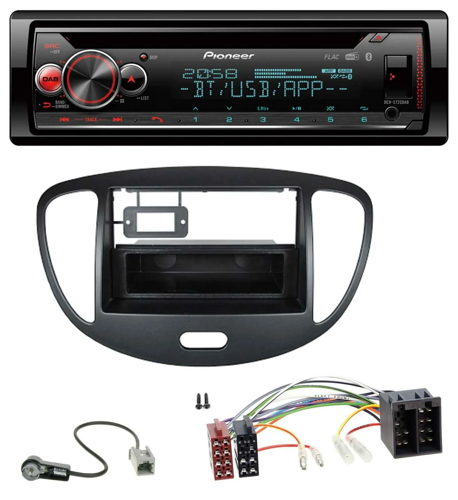 Pioneer MP3 DAB CD Bluetooth USB Autoradio für Hyundai i10 (2008-2013) schwarz