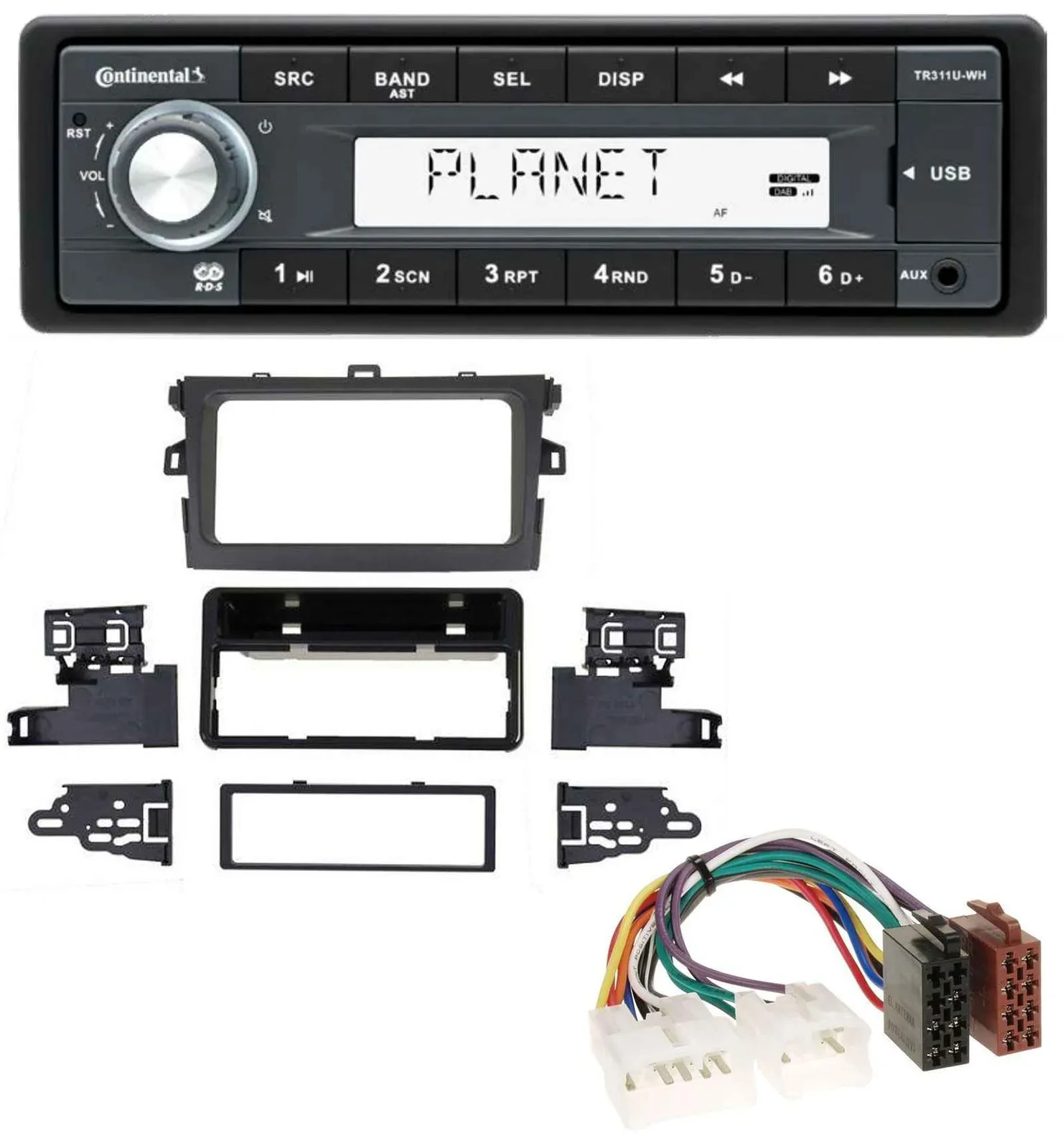 Continental USB MP3 AUX 1DIN Autoradio für Toyota Corolla 2009-2012 silber