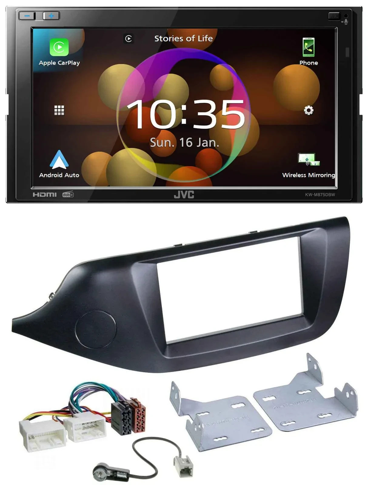 Автомагнитола для Kia Ceed JVC 2 DIN DAB, MP3, Bluetooth, USB, чёрный