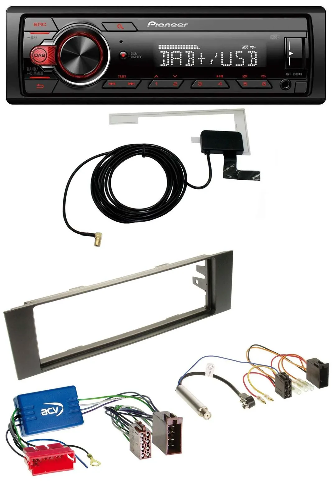 Pioneer 1DIN MP3 DAB USB AUX Autoradio für Audi A3 8P 03-06 Aktivsystem Mini-ISO