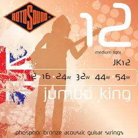 Струны для акустической гитары Rotosound JK12 12-54, бронза фосфорная