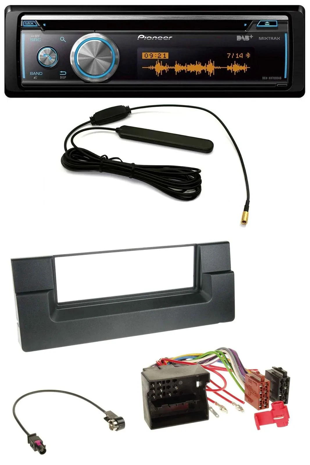 Автомагнитола Pioneer CD, USB, Bluetooth, DAB, MP3 для BMW 5 Series (E39), X5 (E53) Quadlock