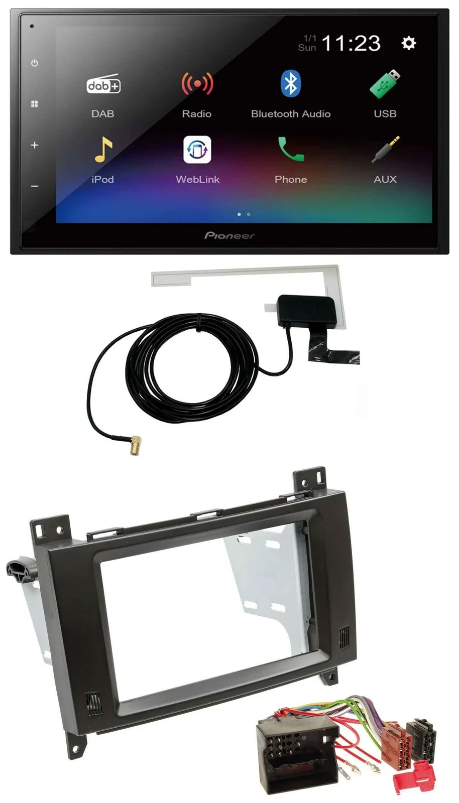 Автомагнитола Pioneer 2DIN DAB MP3 Bluetooth USB для Mercedes A-/B-Class (2004–2012) черный