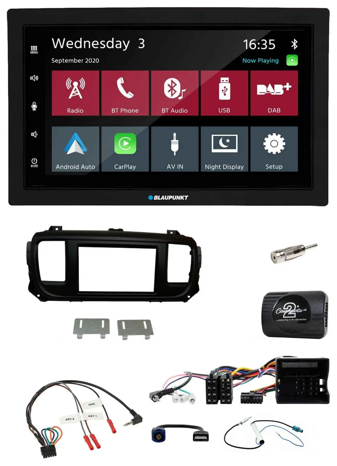 Blaupunkt 2DIN Lenkrad USB Bluetooth DAB Autoradio für Citroen Jumpy Erstausst.