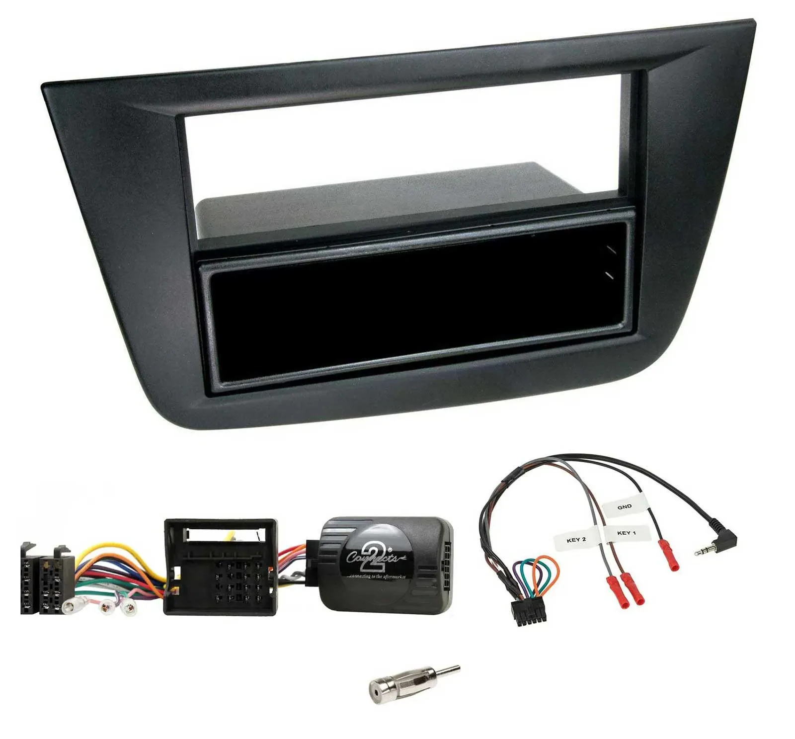Einbauset Lenkradadapter DIN Autoradio für Seat Altea Toledo 2004-2009 schwarz