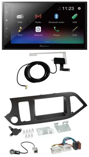 Pioneer DAB MP3 Bluetooth 2DIN USB Autoradio für Kia Picanto ab 11 ohne Start-St